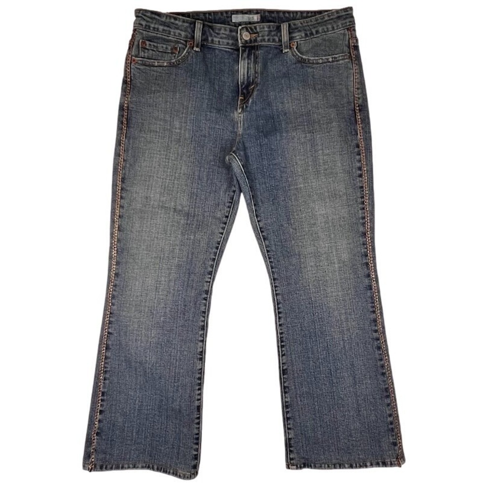 Levi's 515 Boot Cut Jeans Petite 12P Blue Embroidered Side Seams Western Boho
